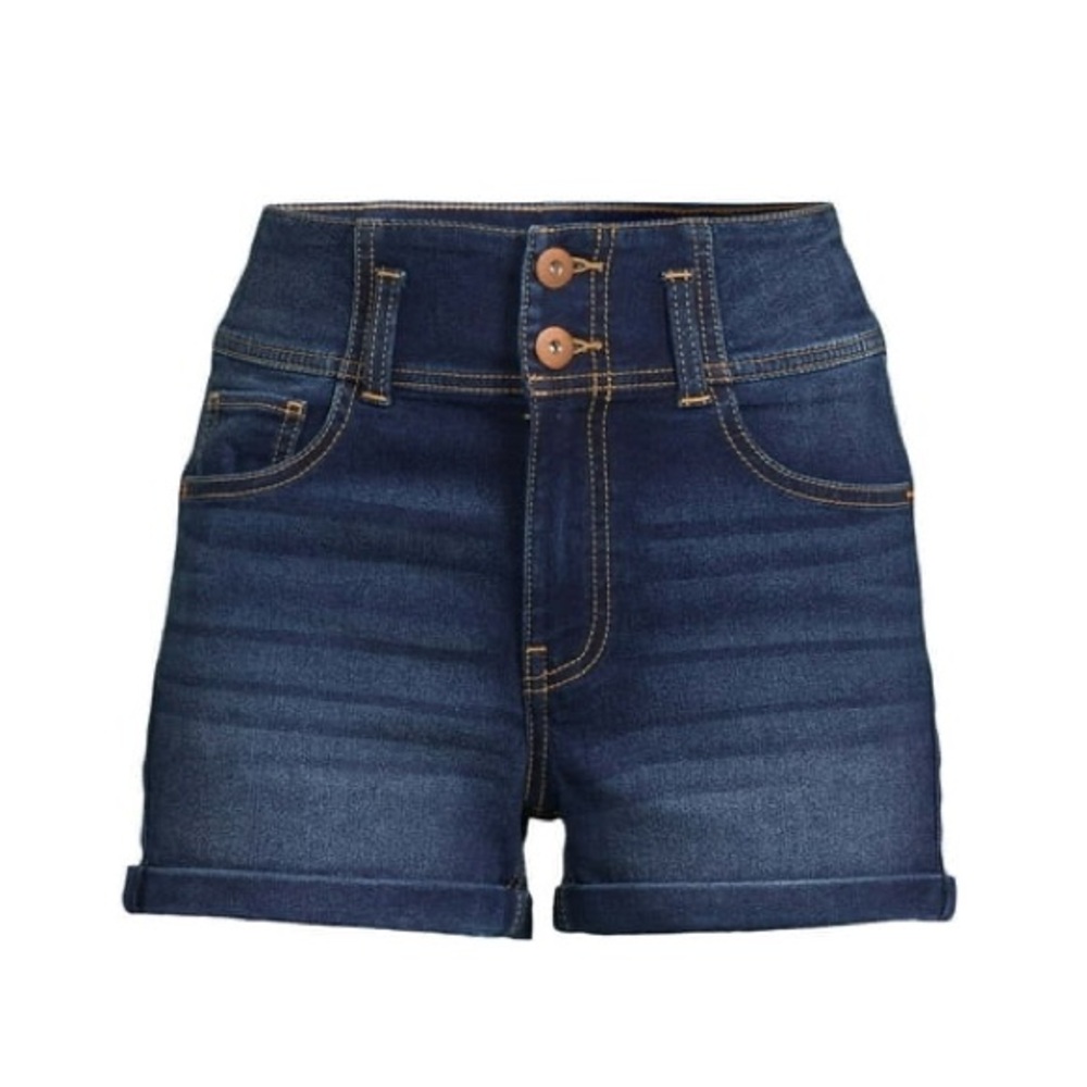 Two-Button Corset Jean Shorts